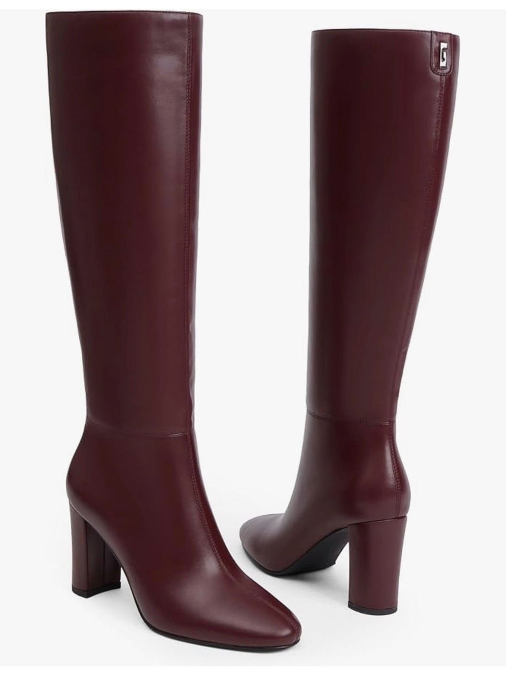 Women's Knee-High Heeled Boots in Burgundy — Classic Leather Tall Boots